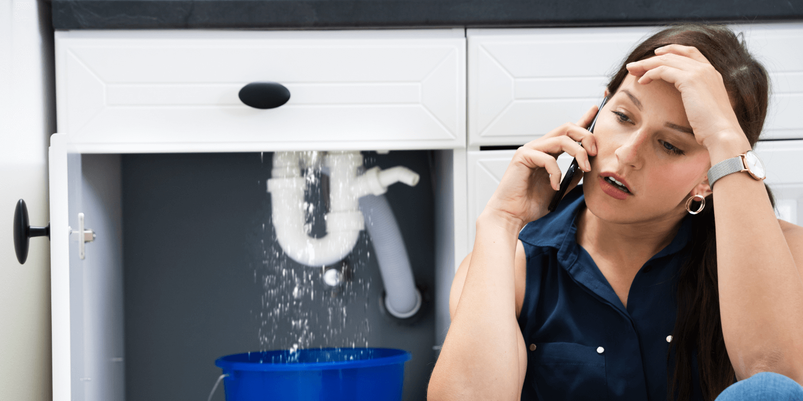 A Girl Calling Plumber For Drainage Cleaning