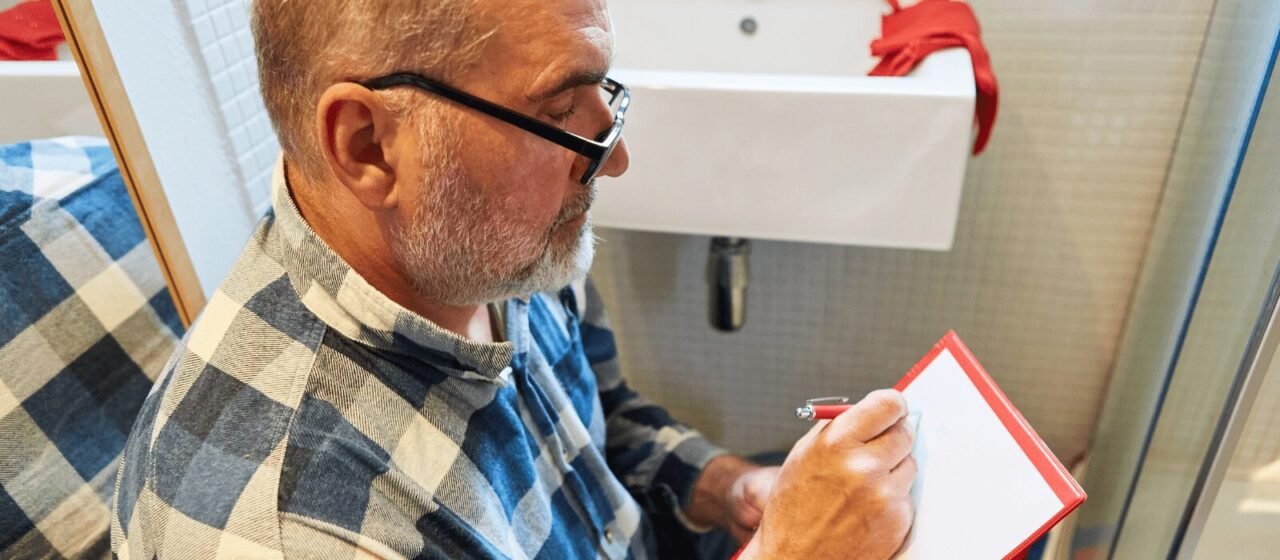 Plumber estimating cost on notes
