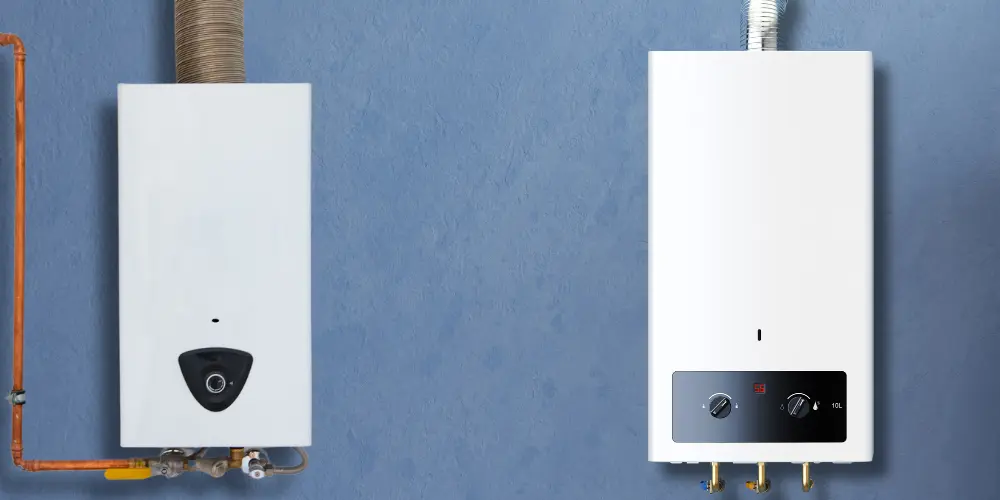 Electric and Gas Boiler on Blue Wall Comparison