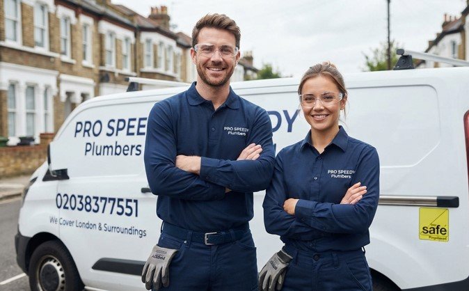 Pro Speedy Plumbing & Heating team with branded van in London